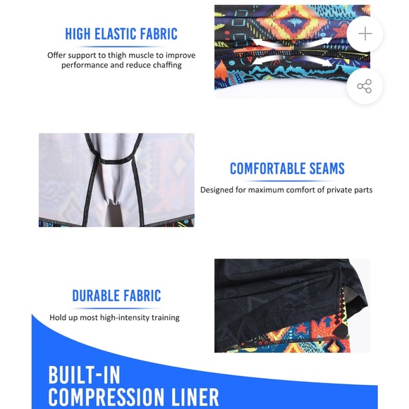 Maamgic 2in1 Lined Gym Shorts - Black Mayan print - Size XL - Picture 3 of 7